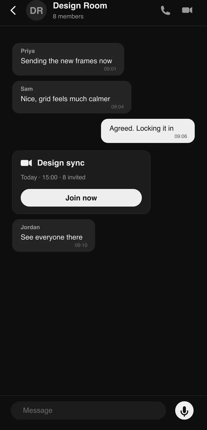 A Bluetune group chat conversation