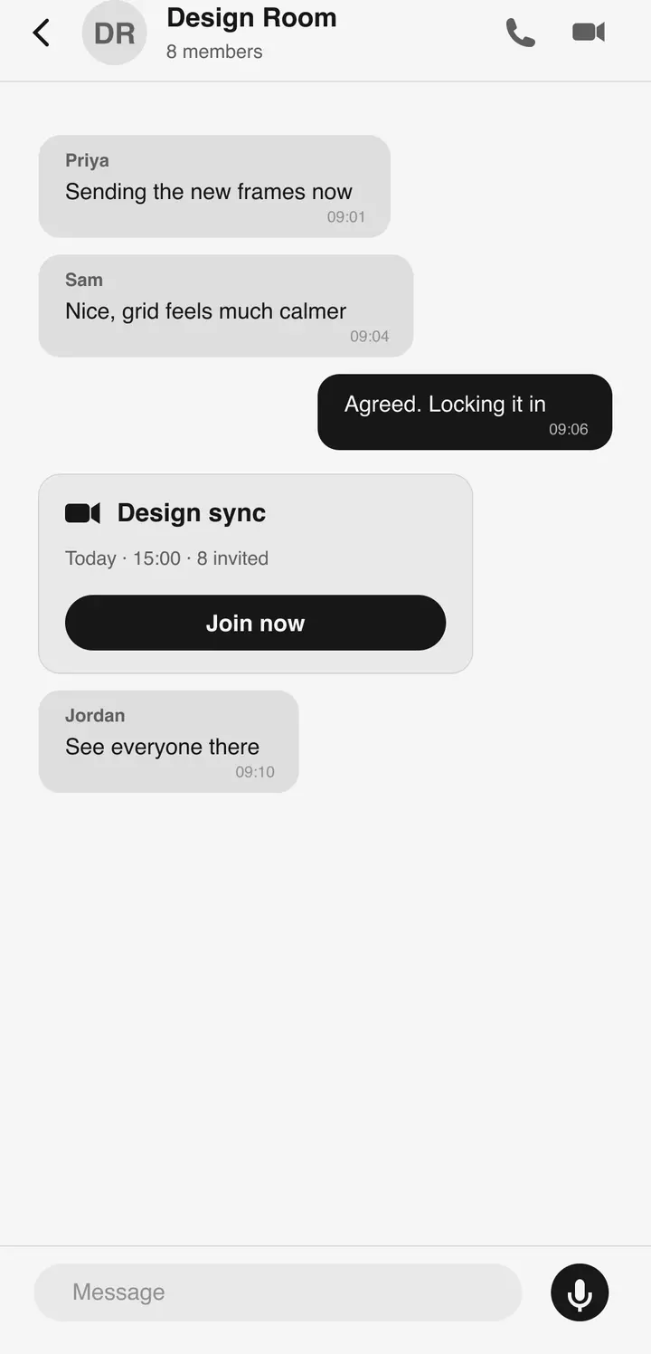 A Bluetune group chat conversation